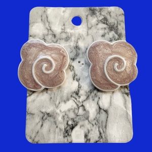 Vintage Swirly Enamel Pinback Earrings